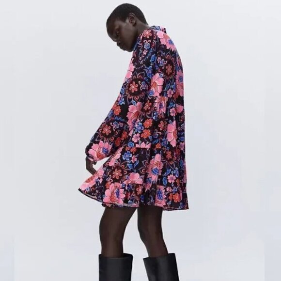 ZARA NWT FLORAL PRINT BABYDOLL DRESS - S - Picture 6 of 9